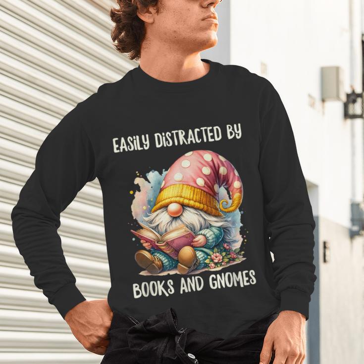 Easily Distracted By Books And Gnomes Book Reading Gnome Unisex Long Sleeve T-Shirt Easily Distracted By Books And Gnomes Book Reading Gnome Unisex Long Sleeve T-Shirt