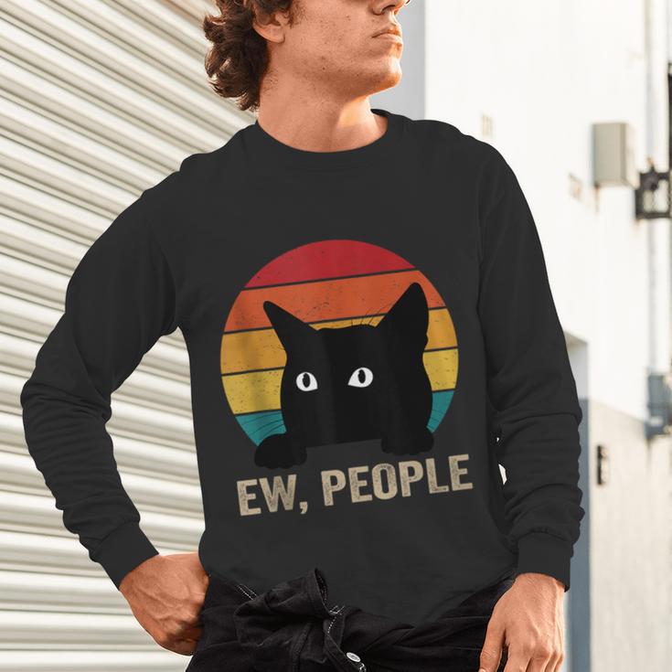 Ew People Introvert Cat Lover Cat Lady Vintage Unisex Long Sleeve T-Shirt