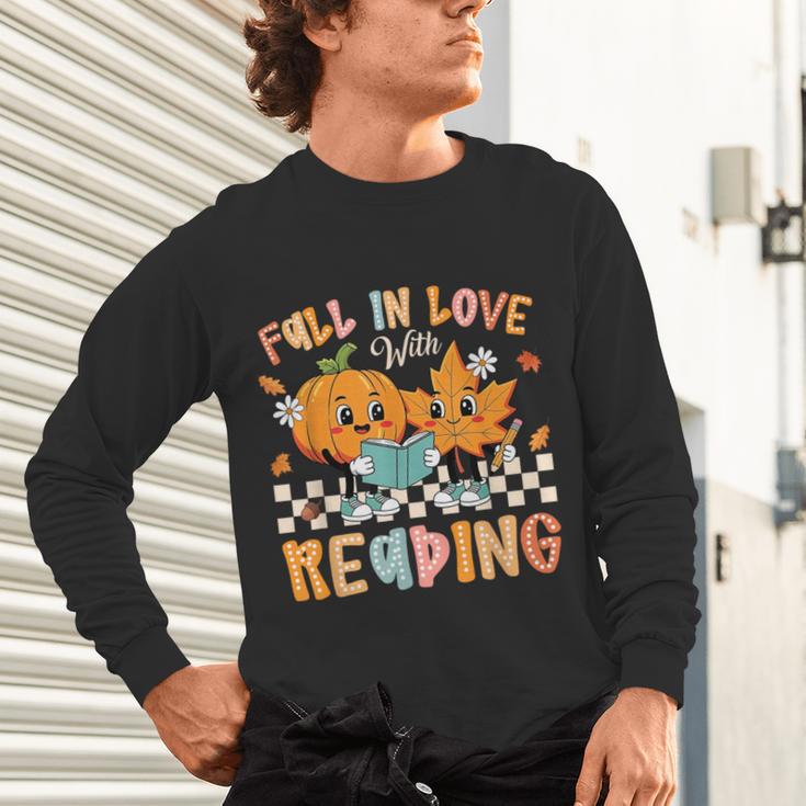 Fall In Love With Reading Thanksgiving Pumpkin Book Lover Unisex Long Sleeve T-Shirt