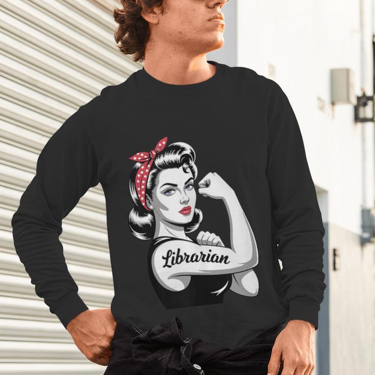 Female Librarian Rosie Riveter Book Guardian Woman Unisex Long Sleeve T-Shirt Female Librarian Rosie Riveter Book Guardian Woman Unisex Long Sleeve T-Shirt