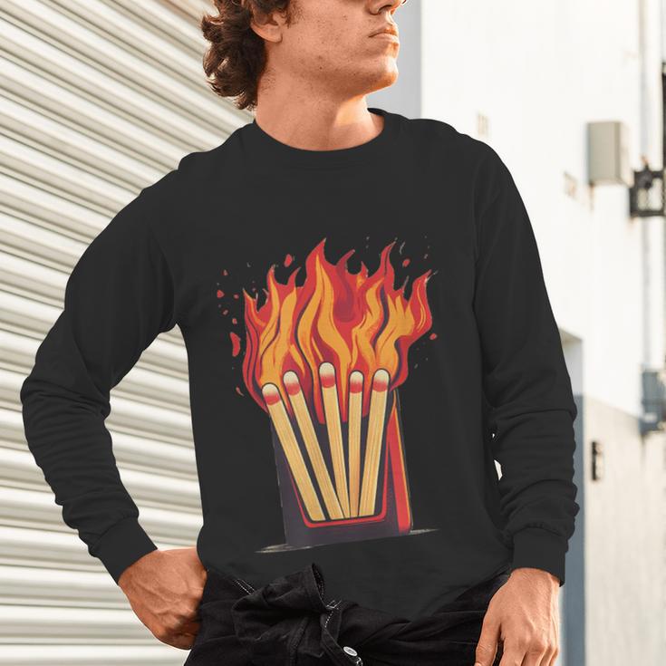 Flames And Lighter Costume For Matchbook Lovers Unisex Long Sleeve T-Shirt