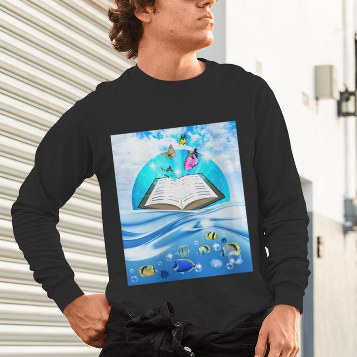 Frutiger Aero Aesthetic Tech Book Butterfly Unisex Long Sleeve T-Shirt
