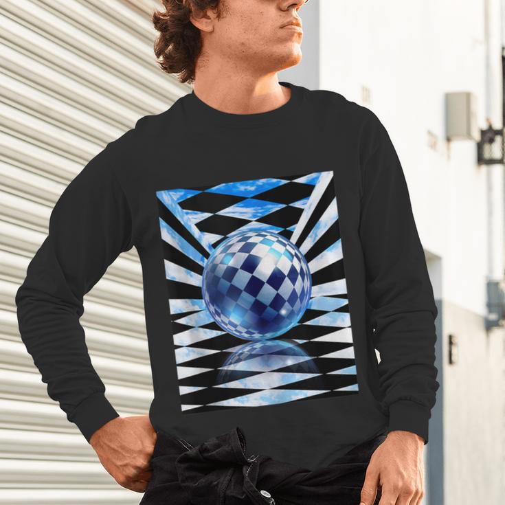 Frutiger Aero Aesthetic Tech Checkered Room Orb Sky Unisex Long Sleeve T-Shirt Frutiger Aero Aesthetic Tech Checkered Room Orb Sky Unisex Long Sleeve T-Shirt