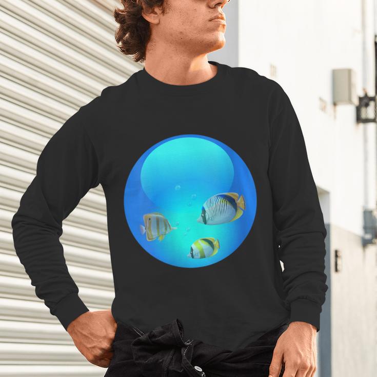Frutiger Aero Aesthetic Tech Orb Fishes Unisex Long Sleeve T-Shirt