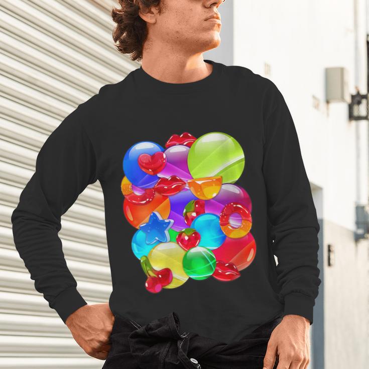 Frutiger Aero Aesthetic Tech Orb Pattern Heart Cherry Lips Unisex Long Sleeve T-Shirt