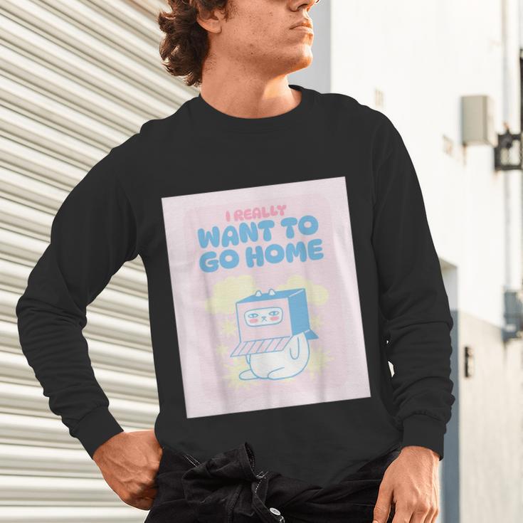 Fun Cute Introvert Cat Character Quote Men Women Unisex Long Sleeve T-Shirt