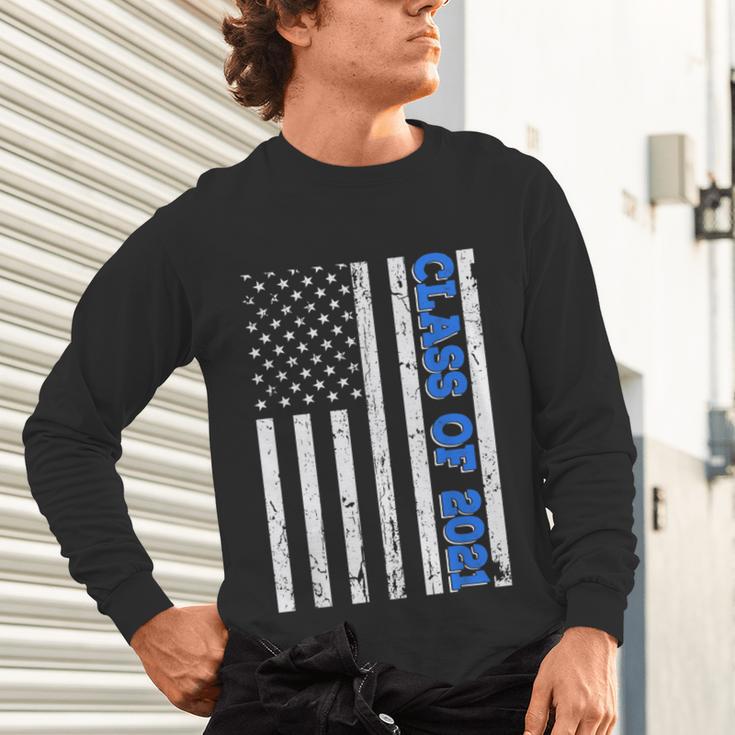 Funny Class Of 2021 American Flag Senior Graduation Unisex Long Sleeve T-Shirt
