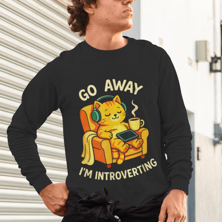 Go Away I'm Introverting Cat Coffee Headphones Unisex Long Sleeve T-Shirt Go Away I'm Introverting Cat Coffee Headphones Unisex Long Sleeve T-Shirt