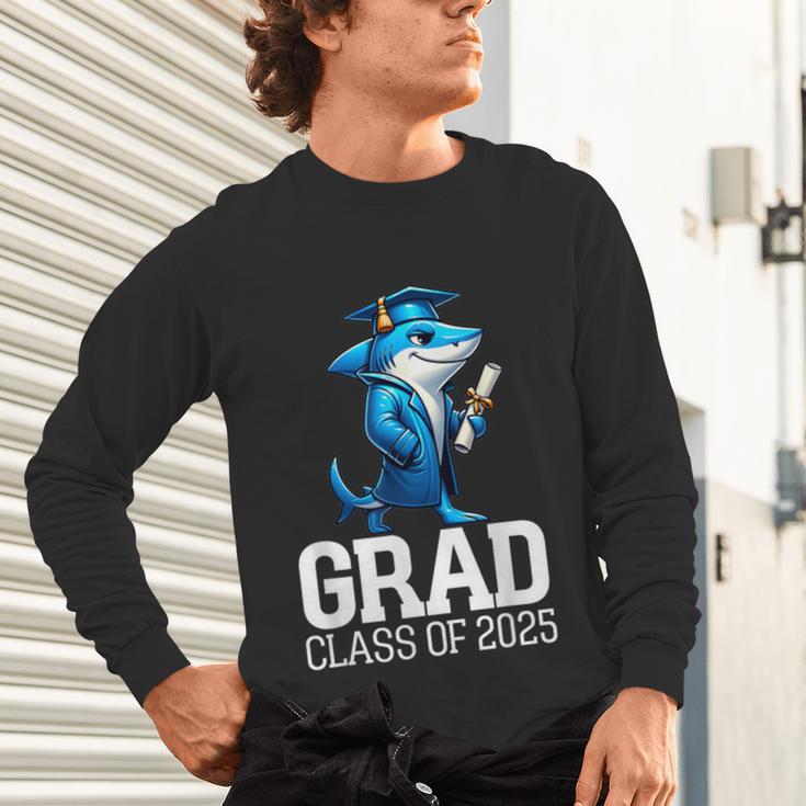 Grad Class Of 2025 Boys Shark Graduation Graduated Unisex Long Sleeve T-Shirt