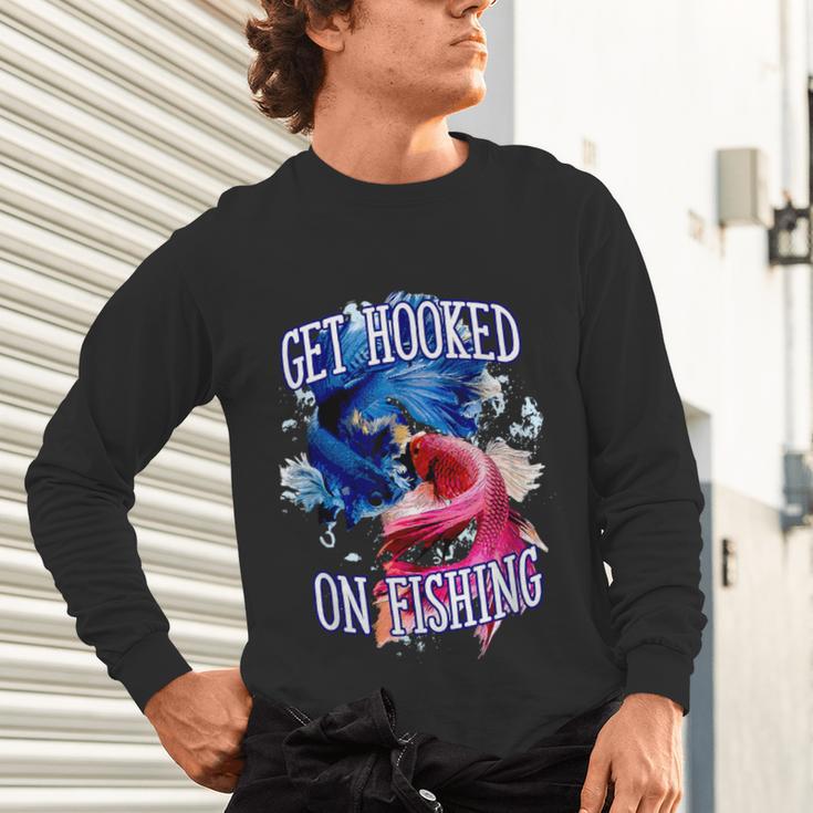 Hooked On Fishing Introvert Sayings Antisocial Quotes Unisex Long Sleeve T-Shirt