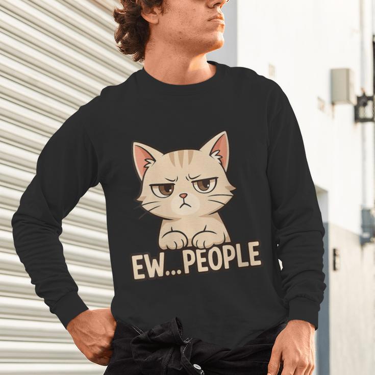 Introvert Anime Cat Ew People Unisex Long Sleeve T-Shirt Introvert Anime Cat Ew People Unisex Long Sleeve T-Shirt