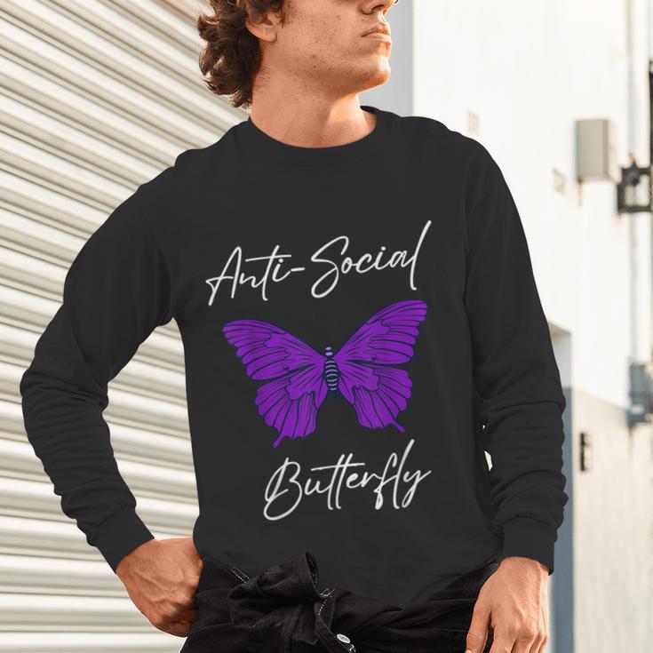 Introvert Antisocial Butterfly For Women Men Unisex Long Sleeve T-Shirt Introvert Antisocial Butterfly For Women Men Unisex Long Sleeve T-Shirt