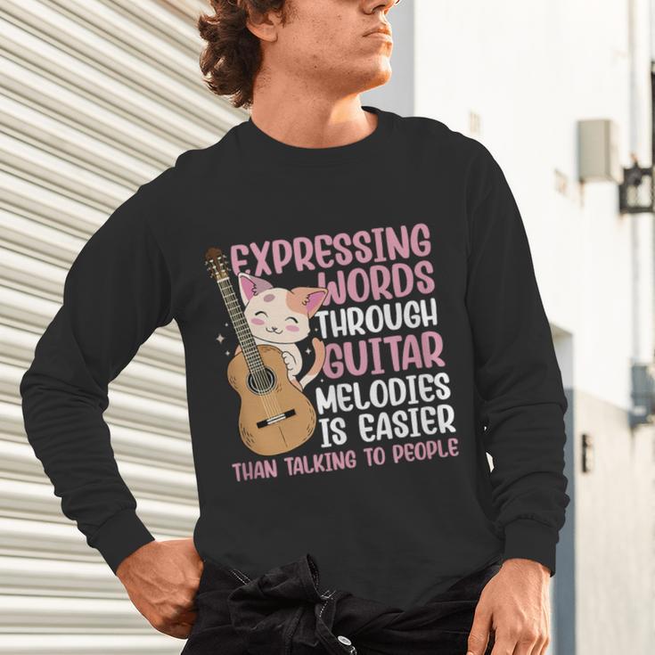 Introvert Guitarist Expressing Words Through Guitar Melody Unisex Long Sleeve T-Shirt Introvert Guitarist Expressing Words Through Guitar Melody Unisex Long Sleeve T-Shirt