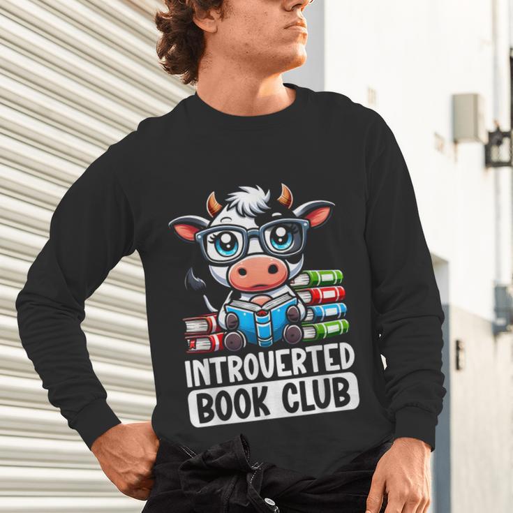 Introverted Book Club Reading Lover Cow Unisex Long Sleeve T-Shirt
