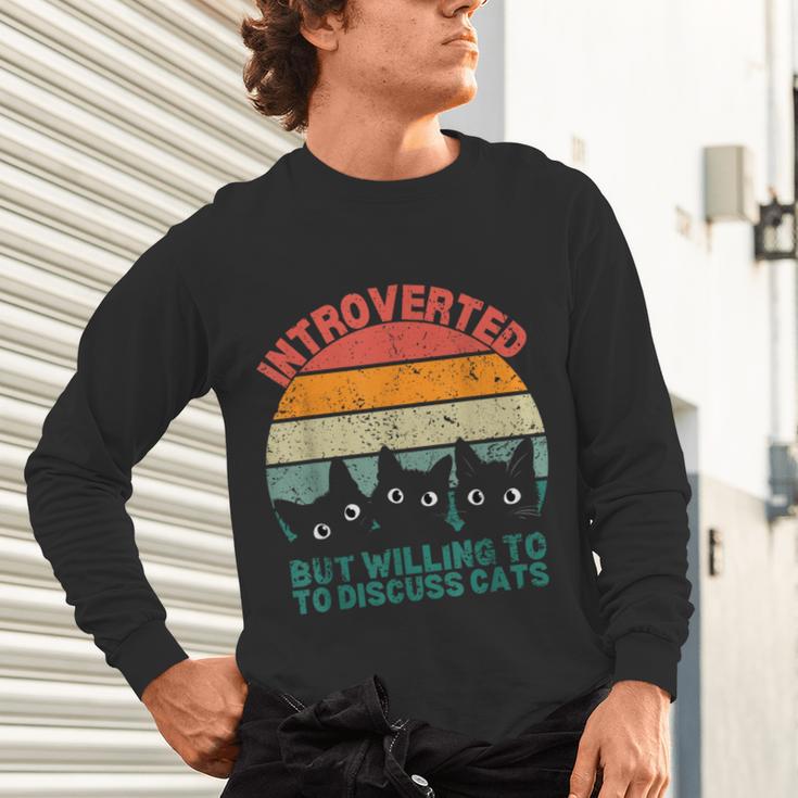 Introverted But Willing To Discuss Cats Unisex Long Sleeve T-Shirt