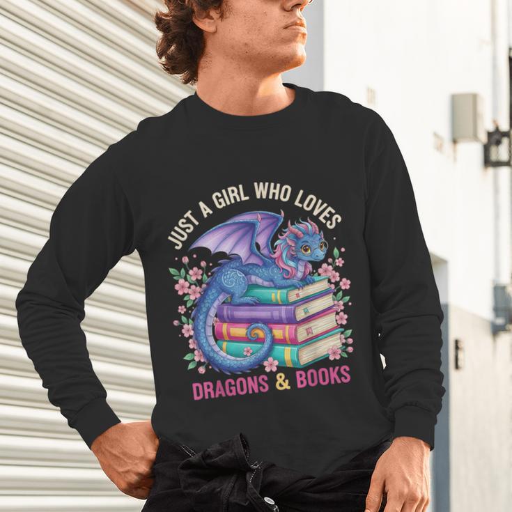 Just a Girl Who Loves Dragons And Books Dragon Reading Unisex Long Sleeve T-Shirt