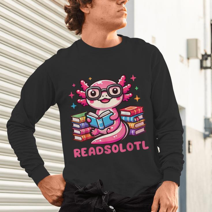 Kawaii Axolotl Readsolotl Book Lover Reading Bookworm Girls Unisex Long Sleeve T-Shirt