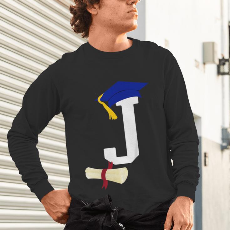 Kids Initial J Letter For Boys Preschool Graduation Kindergarten Unisex Long Sleeve T-Shirt