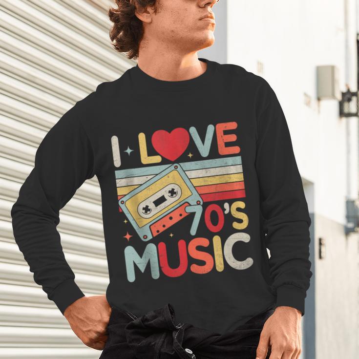 I Love 70's Music Retro Style Nostalgia Cassette 1970s Party Unisex Long Sleeve T-Shirt