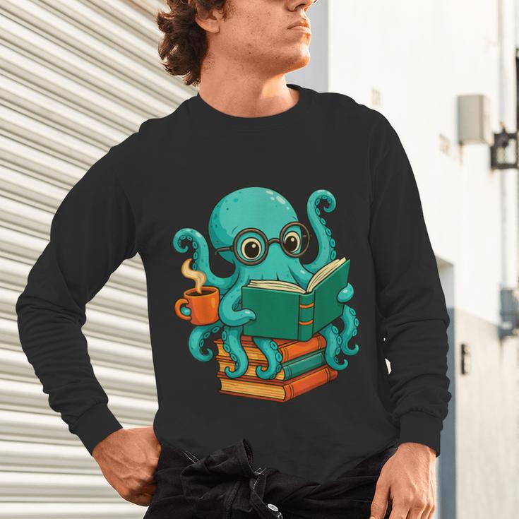 Octopus Reading Book Reading Bookworm Reader Unisex Long Sleeve T-Shirt