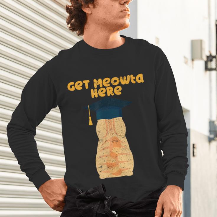 Orange Tabby Cat Graduation Distressed Shirt For Grads For Men Women Girls Kids Unisex Long Sleeve T-Shirt