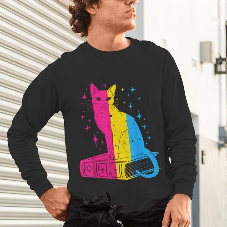 Pansexual Pride Celestial Cat Sitting Book LGBTQ Pan Colors Men Women Unisex Long Sleeve T-Shirt Pansexual Pride Celestial Cat Sitting Book LGBTQ Pan Colors Men Women Unisex Long Sleeve T-Shirt