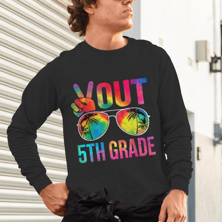 Peace Out 5th Grade Tie Dye Graduation Last Day Of School Unisex Long Sleeve T-Shirt