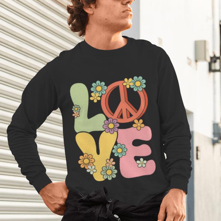 Peace Sign Love Groovy Vibes Costume Nostalgia 1980s Fashion Unisex Long Sleeve T-Shirt