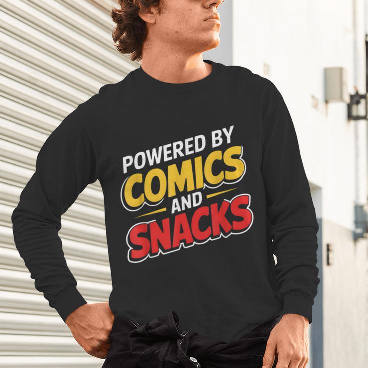 Powered By Comics And Snacks Comic Book Lover Unisex Long Sleeve T-Shirt Powered By Comics And Snacks Comic Book Lover Unisex Long Sleeve T-Shirt