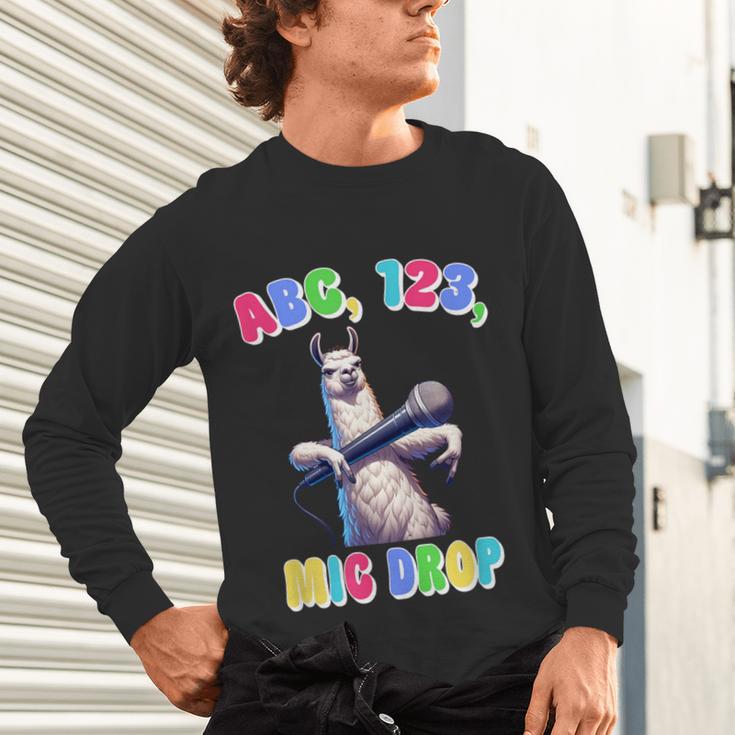 Preschool Graduate Shirt ABC 123 Mic Drop Llama Graduation Unisex Long Sleeve T-Shirt
