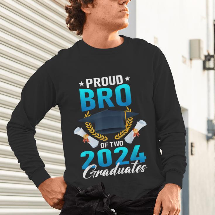 Proud Brother Of Two 2024 Graduates Twin Family Graduation Unisex Long Sleeve T-Shirt