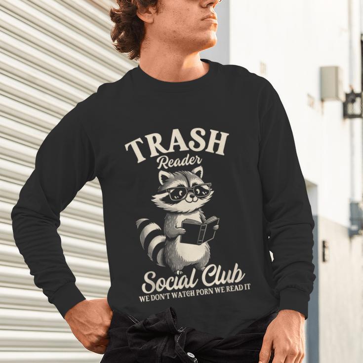 Raccoon Bookworm Readers Library Smut Reader Spicy Book Romance Rash Reader Social Club Unisex Long Sleeve T-Shirt