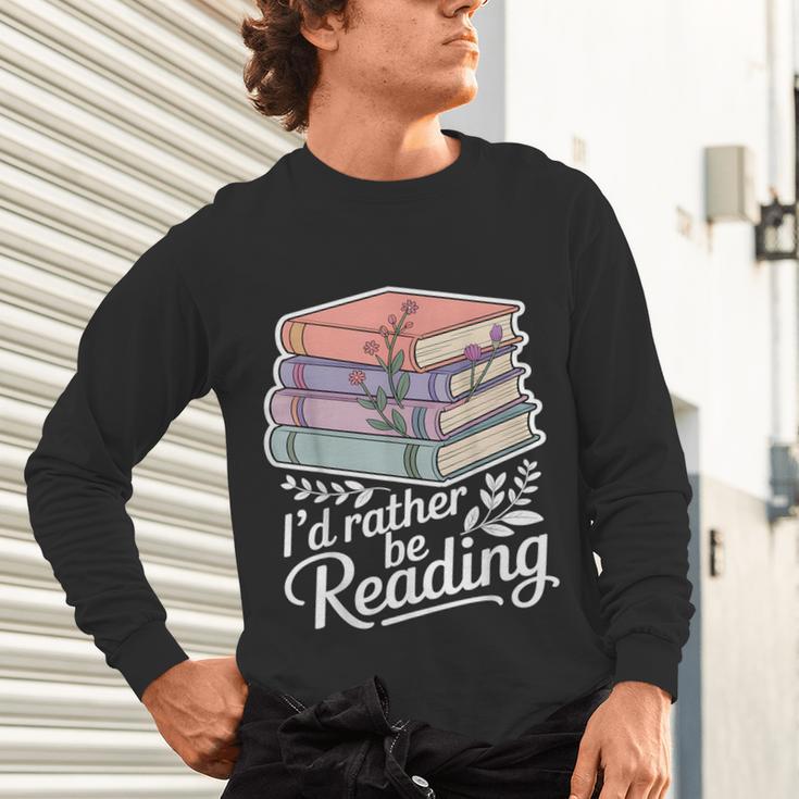 Rather Be Reading Book Lover Stack Unisex Long Sleeve T-Shirt