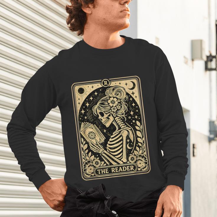 The Reader Tarot Card Book Lover Skeleton Reading Book Unisex Long Sleeve T-Shirt