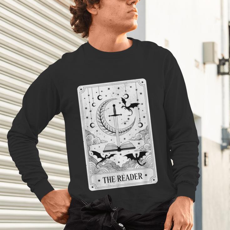 The Reader Tarot Card Bookworm Books Lover Dragon Librarians Unisex Long Sleeve T-Shirt