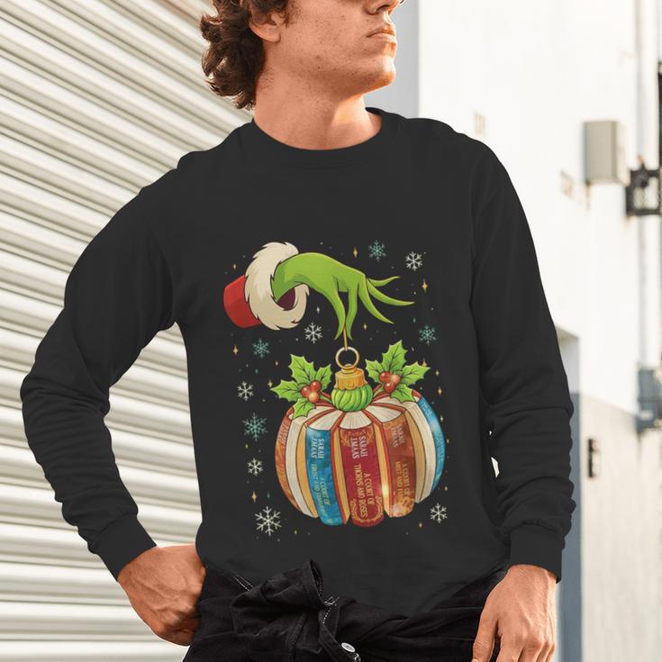 Retro Christmas Ornament Book Christmas Teacher Librarian Unisex Long Sleeve T-Shirt