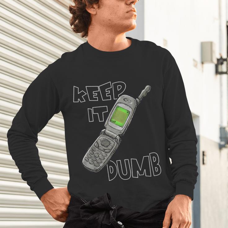 Retro Dumb Flip Phone Vintage 90s Y2K Tech Nostalgia Unisex Long Sleeve T-Shirt