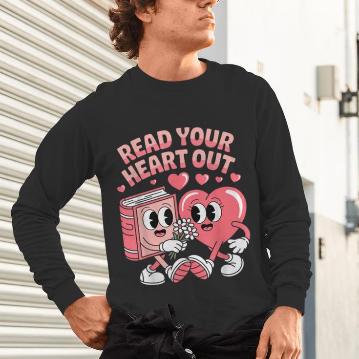 Retro Read Your Heart Out Valentine's Day Teacher Book Lover Unisex Long Sleeve T-Shirt