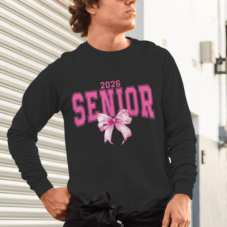 Retro Senior 2026 Class Of 2026 Coquette Pink Bow Graduation Unisex Long Sleeve T-Shirt