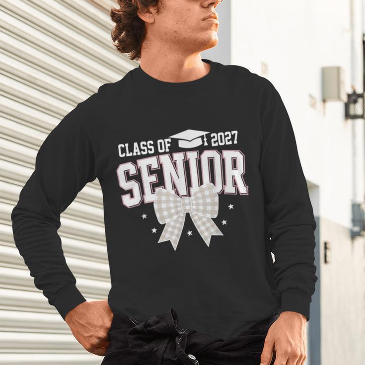 Retro Senior 2027 Girl Coquette Bow Class Of 2027 Graduation Unisex Long Sleeve T-Shirt