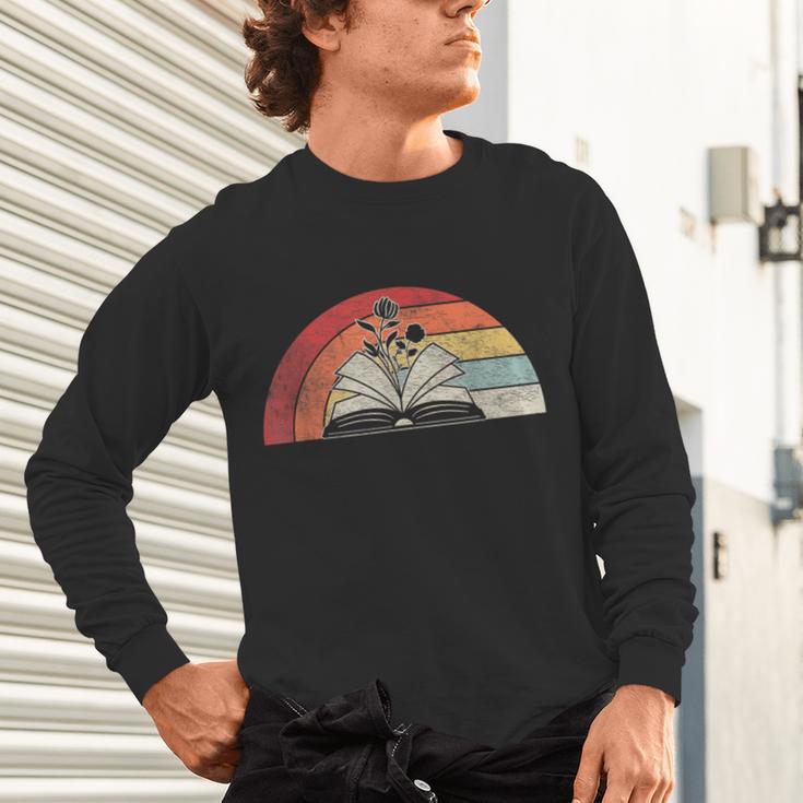 Retro Vintage Wildflowers Book Shirt Book Lover Unisex Long Sleeve T-Shirt