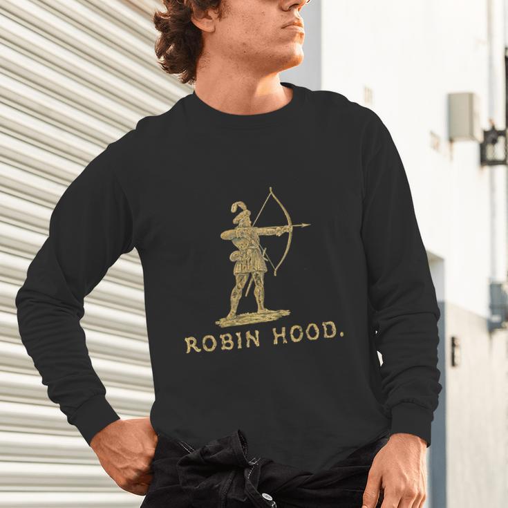Robin Hood The Archer Book Cover Illustration In Gold Unisex Long Sleeve T-Shirt