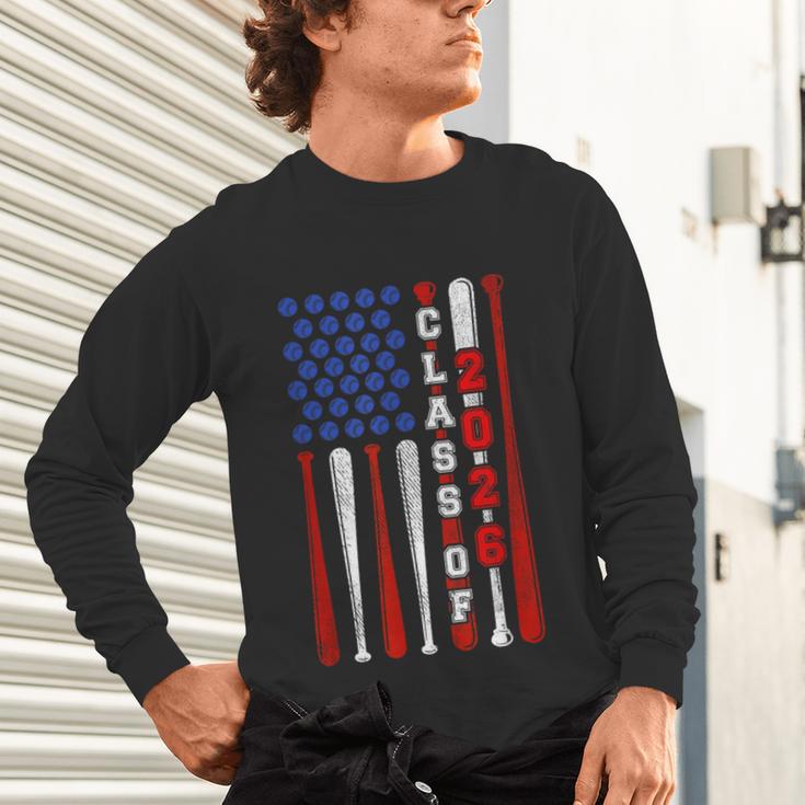 Senior 2026 Baseball American Flag Class Of 2026 Graduation Unisex Long Sleeve T-Shirt