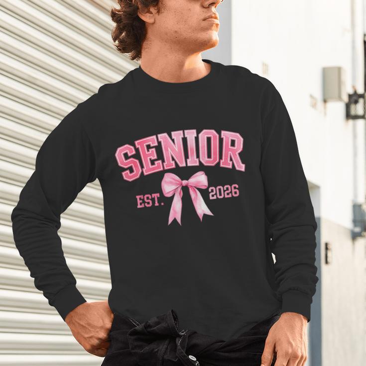 Senior 2026 Coquette Pink Bow Class Of 2026 Graduation Girls Unisex Long Sleeve T-Shirt