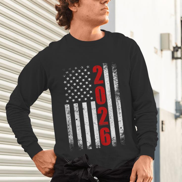Senior Class Of 2026 Patriotic American USA Flag Graduation Unisex Long Sleeve T-Shirt