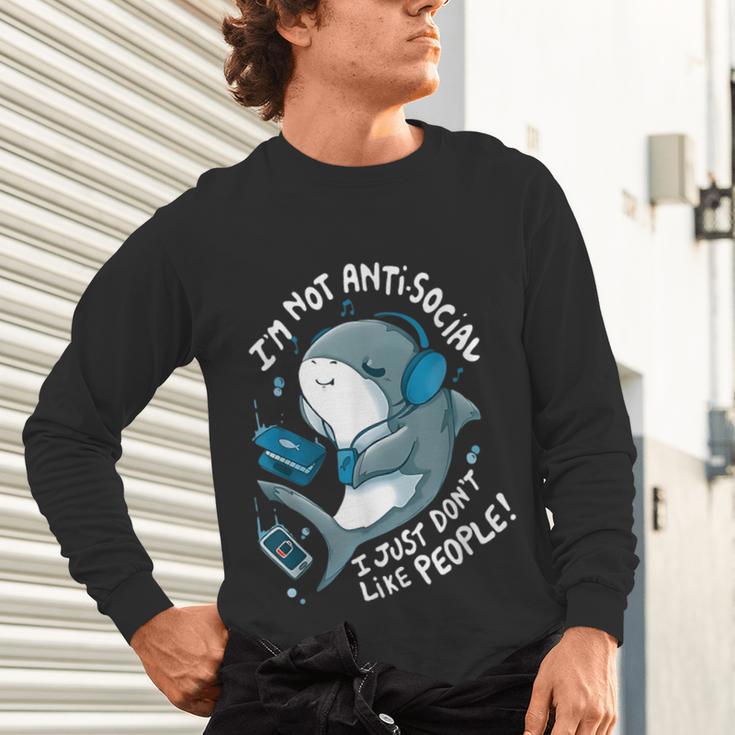 Shark Don’t Like People Antisocial Introvert Unisex Long Sleeve T-Shirt