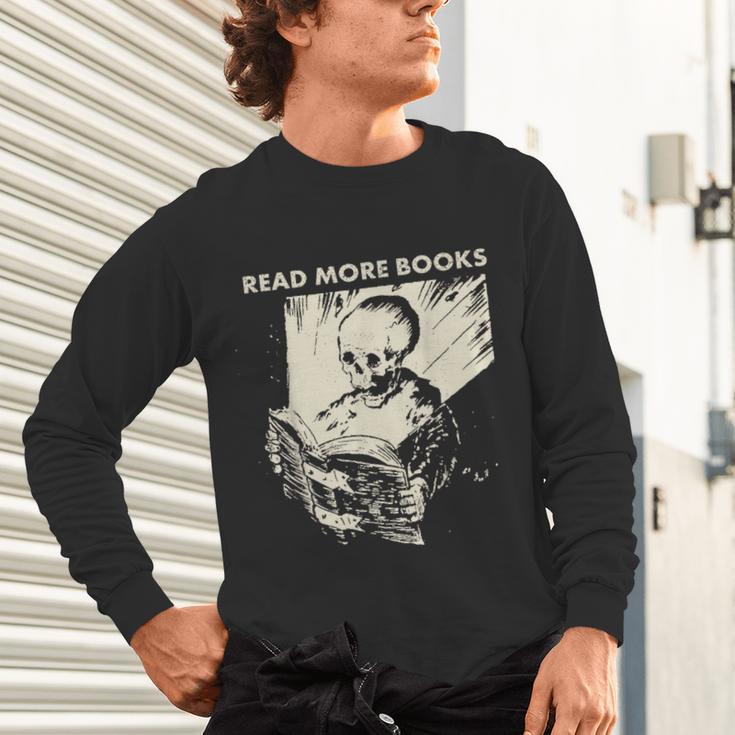 Skeleton Read More Books Unisex Long Sleeve T-Shirt