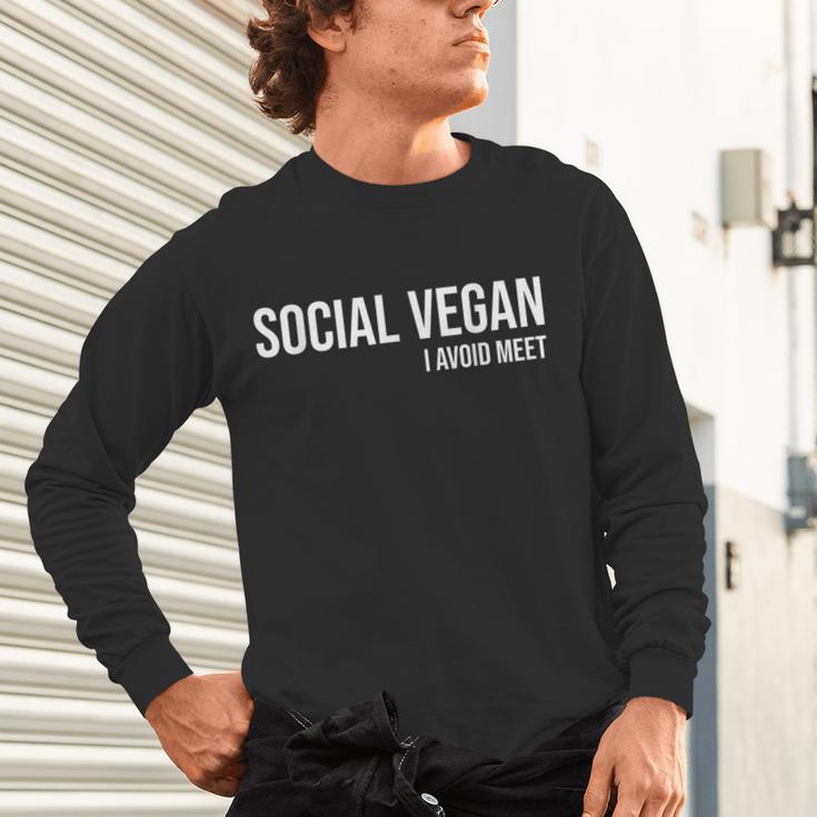 Social Vegan i Avoid Meet Introvert Sarcasm Gift Unisex Long Sleeve T-Shirt Social Vegan i Avoid Meet Introvert Sarcasm Gift Unisex Long Sleeve T-Shirt