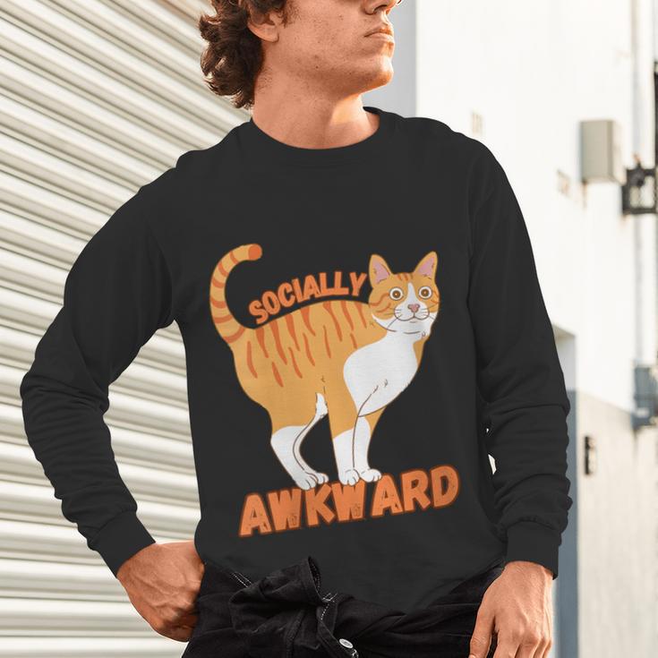 SOCIALLY AWKWARD FUNNY CAT ANTISOCIAL INTROVERT WEIRD Unisex Long Sleeve T-Shirt SOCIALLY AWKWARD FUNNY CAT ANTISOCIAL INTROVERT WEIRD Unisex Long Sleeve T-Shirt