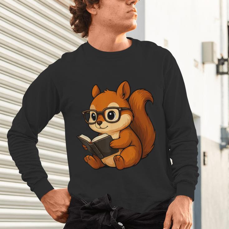 Squirrel Reading Book Lover Unisex Long Sleeve T-Shirt